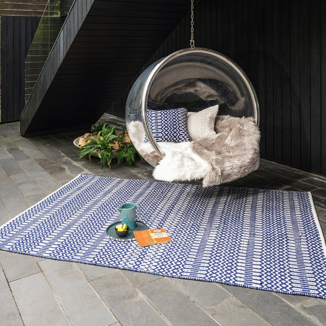 Halsey Modern Geometric Durable Stain-Resistant Weatherproof Flatweave In-Outdoor Blue Rug-Asiatic Carpets-Rug Love - The Most Loved Rug Store