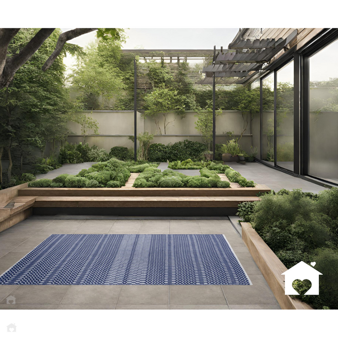 Halsey Modern Geometric Durable Stain-Resistant Weatherproof Flatweave In-Outdoor Blue Rug-Asiatic Carpets-Rug Love - The Most Loved Rug Store
