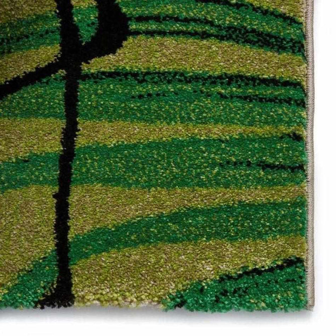 Havana 2349 Modern Floral Flamingo Textured Soft Durable Easy-Care Polypropylene Short-Pile Green/Pink Rug-Think Rugs-Rug Love - The Most Loved Rug Store