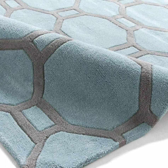Hong Kong HK4338 Modern Geometric Hand-Tufted Soft Textured Hi-Lo Acrylic Blue/Grey Rug-Think Rugs-Rug Love - The Most Loved Rug Store