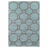 Hong Kong HK4338 Modern Geometric Hand-Tufted Soft Textured Hi-Lo Acrylic Blue/Grey Rug