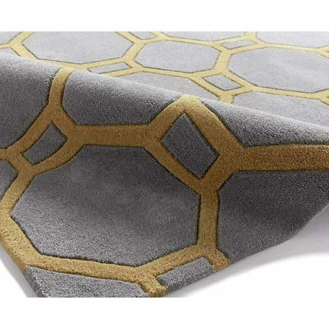 Hong Kong HK4338 Modern Geometric Hand-Tufted Soft Textured Hi-Lo Acrylic Grey/Yellow Rug-Think Rugs-Rug Love - The Most Loved Rug Store