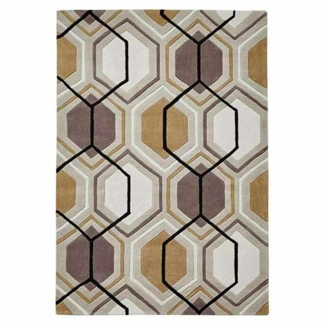 Hong Kong HK7526 Modern Geometric Hand-Tufted Soft Textured Hi-Lo Acrylic Beige/Yellow Rug-Think Rugs-Rug Love - The Most Loved Rug Store