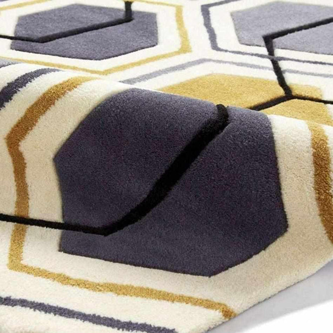 Hong Kong HK7526 Modern Geometric Hand-Tufted Soft Textured Hi-Lo Acrylic Ivory/Yellow/Charcoal Grey Rug-Think Rugs-Rug Love - The Most Loved Rug Store