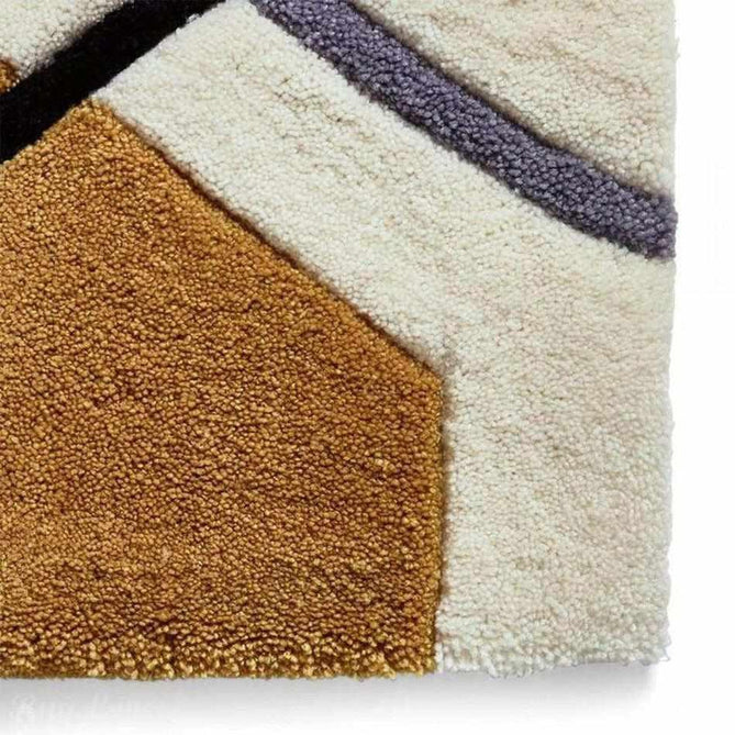 Hong Kong HK7526 Modern Geometric Hand-Tufted Soft Textured Hi-Lo Acrylic Ivory/Yellow/Charcoal Grey Rug-Think Rugs-Rug Love - The Most Loved Rug Store