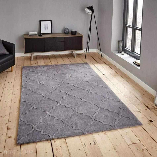 Hong Kong HK8583 Modern Geometric Hand-Tufted Soft Textured Hi-Lo Acrylic Silver Rug-Think Rugs-Rug Love - The Most Loved Rug Store