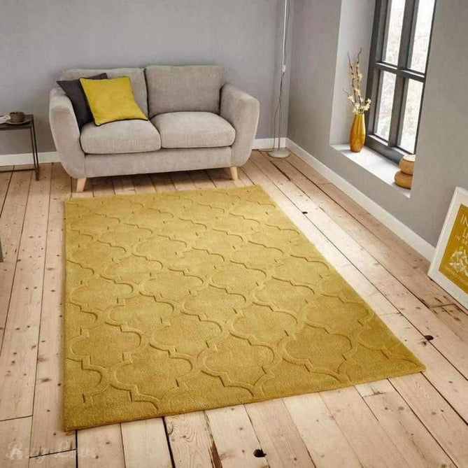 Hong Kong HK8583 Modern Geometric Hand-Tufted Soft Textured Hi-Lo Acrylic Yellow Rug-Think Rugs-Rug Love - The Most Loved Rug Store
