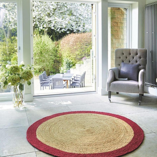 On Sale Jute Raspberry Round Rug Lowest Price £130.15 At Rug Love