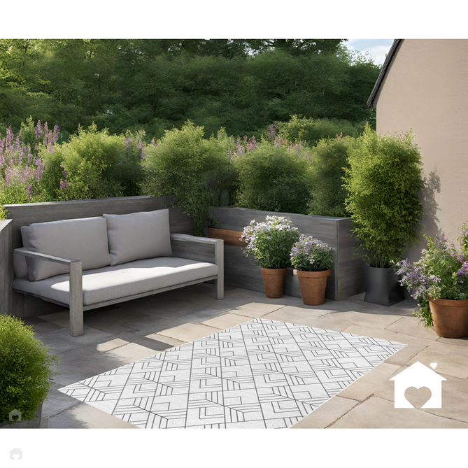Patio PAT16 Deco Modern Geometric Durable Stain-Resistant Weatherproof Flatweave In-Outdoor Ivory/Charcoal/Grey Rug-Asiatic Carpets-Rug Love - The Most Loved Rug Store