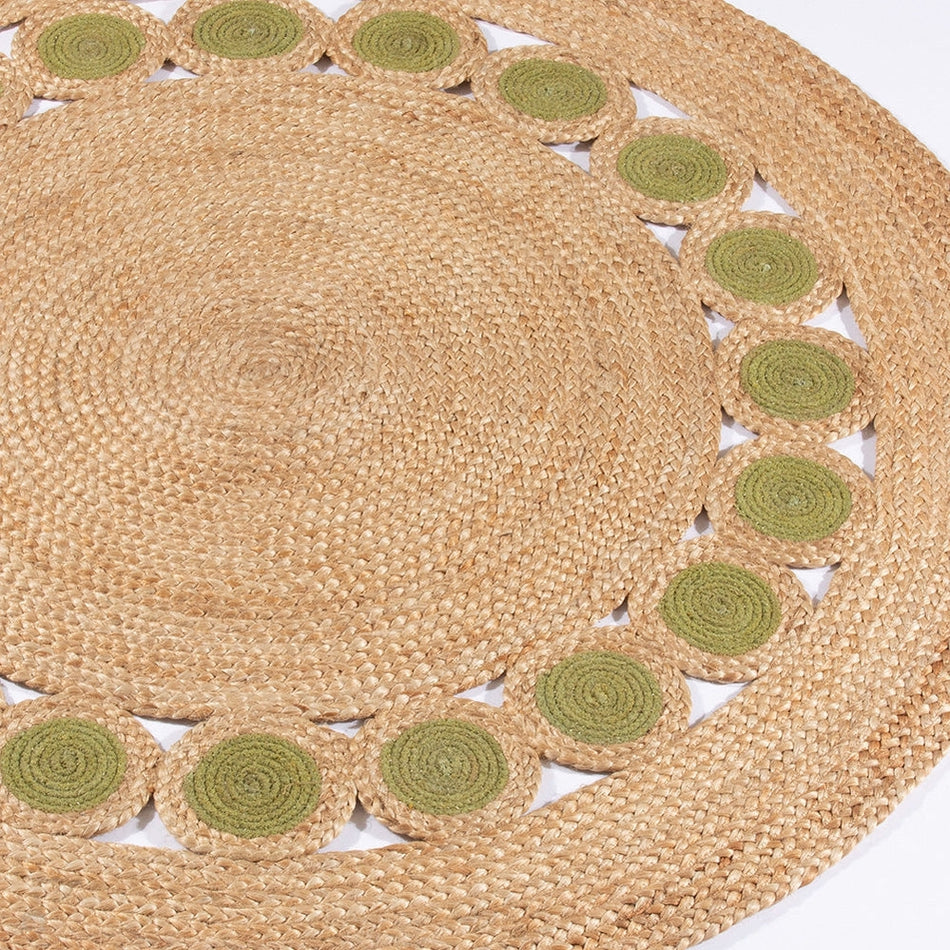 On Sale Prestwich Braided Jute Natural/Olive Green Round Rug Lowest