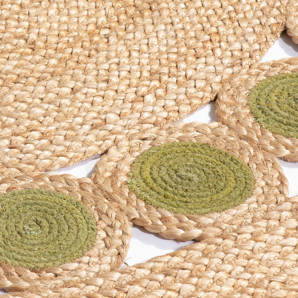 On Sale Prestwich Braided Jute Natural/Olive Green Round Rug