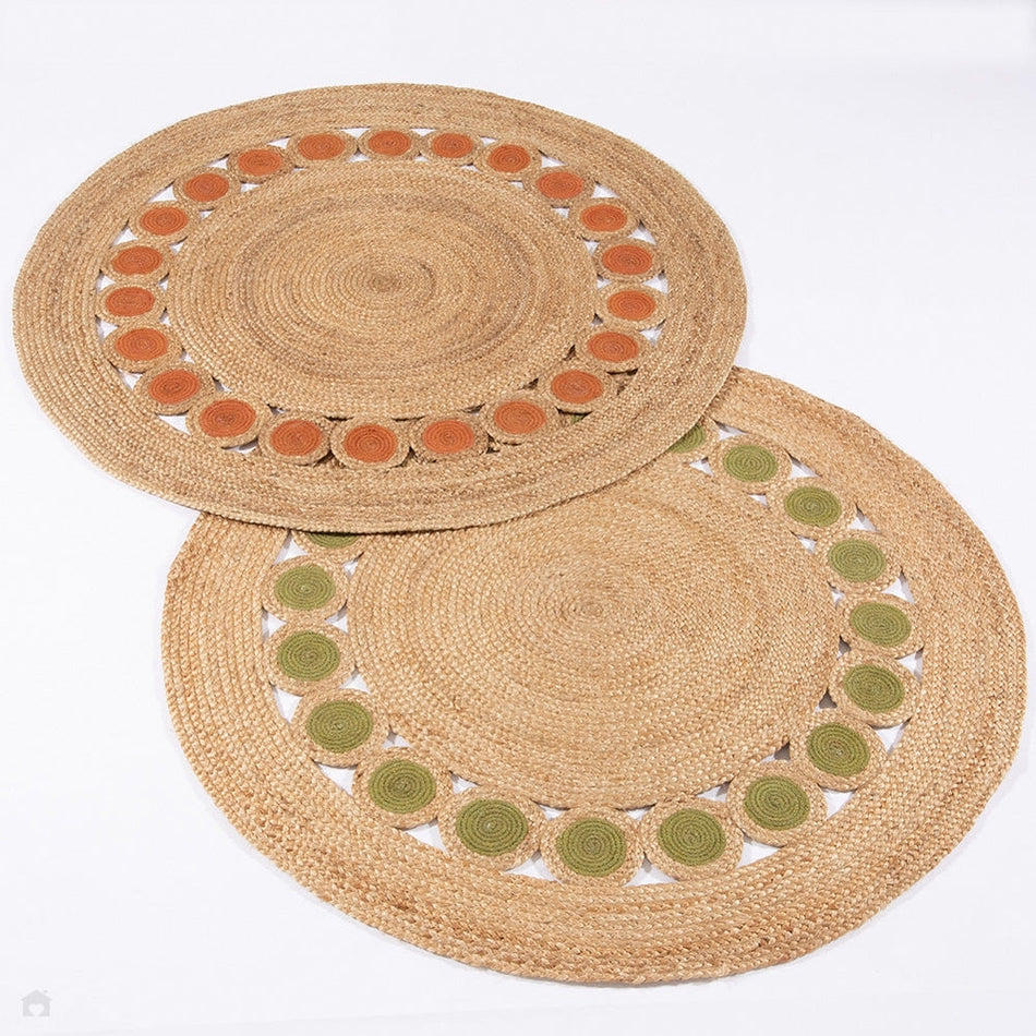 On Sale Prestwich Braided Jute Natural/Olive Green Round Rug Lowest