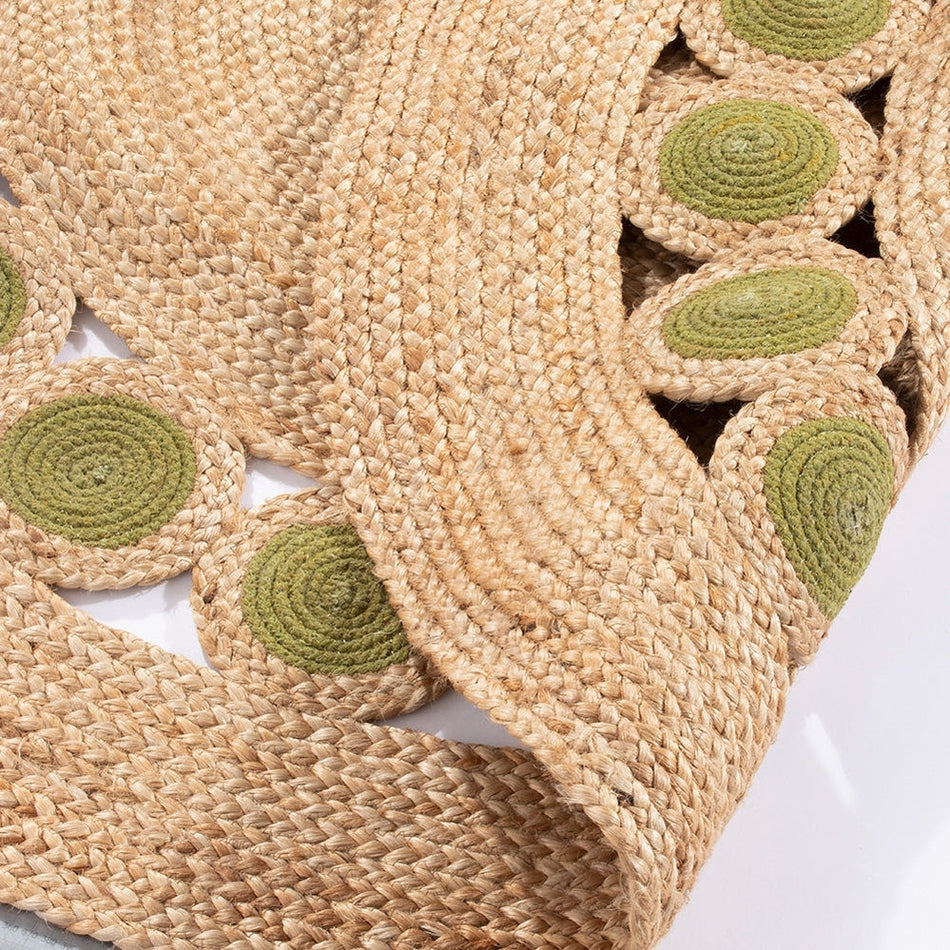 On Sale Prestwich Braided Jute Natural/Olive Green Round Rug Lowest