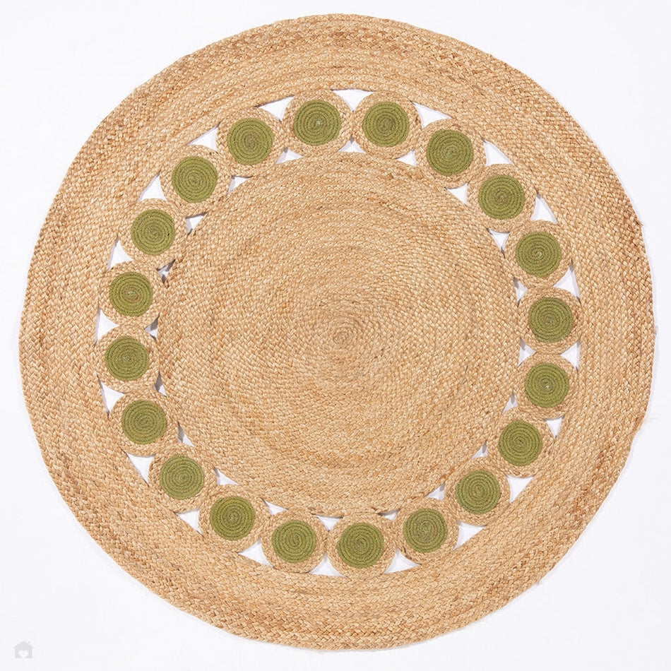 On Sale Prestwich Braided Jute Natural/Olive Green Round Rug Lowest