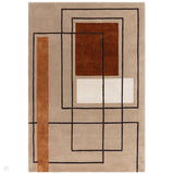 Reef RF20 Outline Modern Geometric Hand-Woven Wool Terracotta/Beige Rug