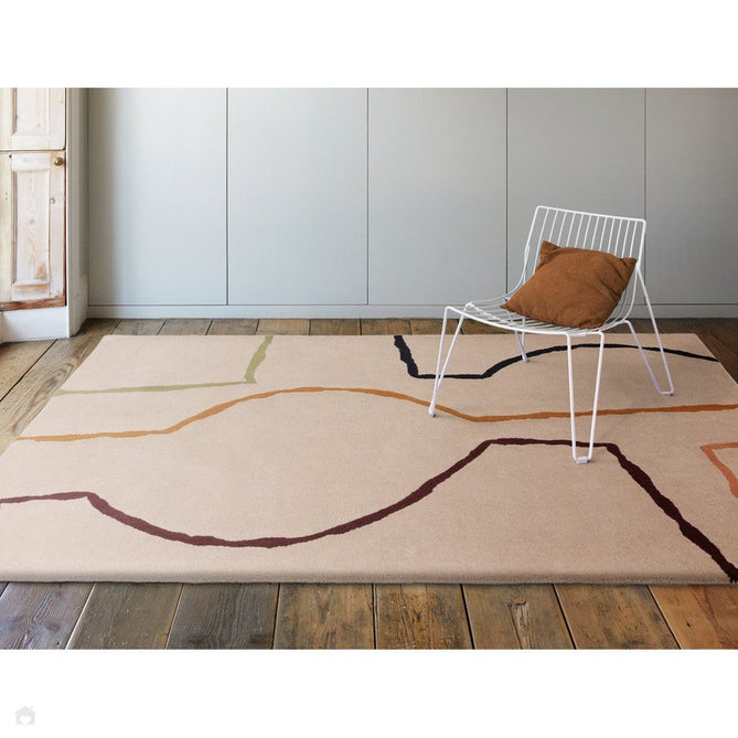 Reef RF22 Linear Modern Geometric Hand-Woven Wool Beige/Multicolour Rug-Asiatic Carpets-Rug Love - The Most Loved Rug Store
