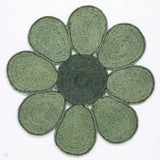 Spinningfields Jute Single Flower Green Round Rug