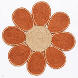 Spinningfields Jute Single Flower Orange Round Rug
