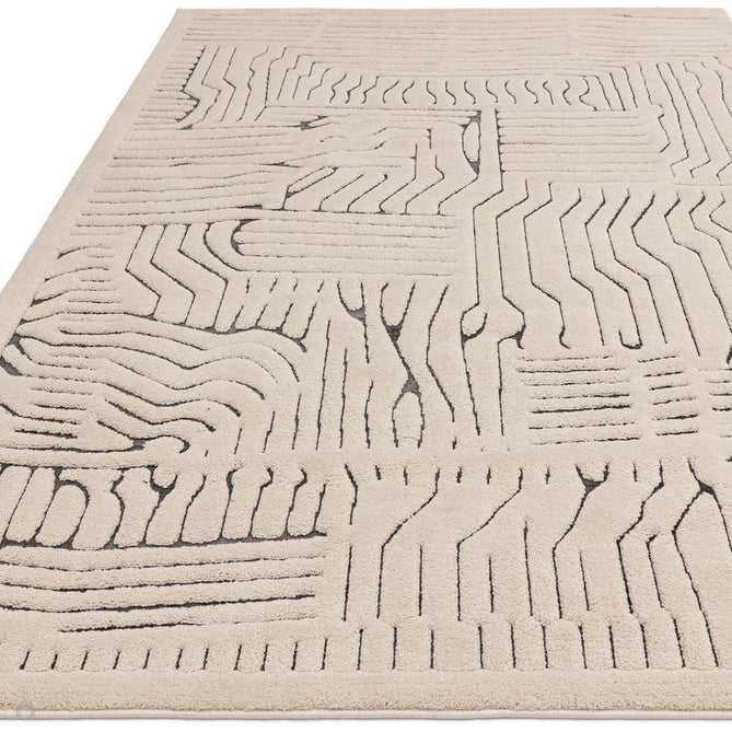 Valley Route Scandinavian Carved 3D Hi-Low Flatweave Ivory/Charcoal Grey/Cream/White Rug-Asiatic Carpets-Rug Love - The Most Loved Rug Store